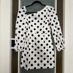 Avantlook Polka Dot Long Sleeve Mini Dress